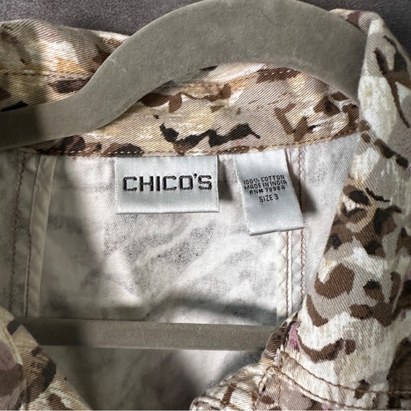 Chico’s Utility Button Jacket Abstract Animal Print Cotton XL Plus Casual - Picture 5 of 8